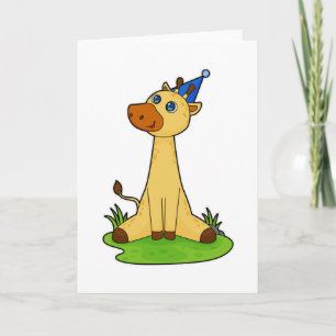 Cartão Girafa com chapéu de festa