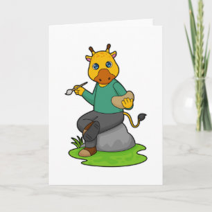 Cartão Girafa como Pintor com pincel