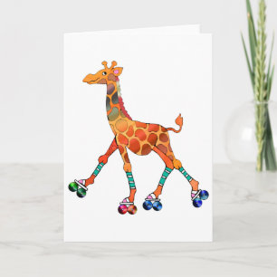 Cartão Girafa da patinagem de rolo