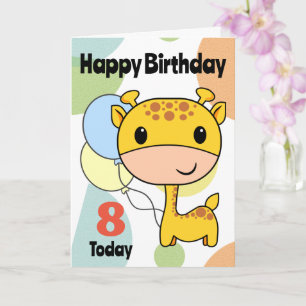 Cartão Girafa de Aniversário com Idade Mutável