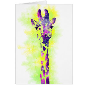 Cartão Girafa de Aquarela 2
