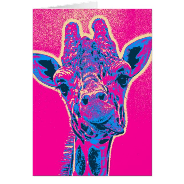 Cartão Girafa Engraçada Esticando sua língua (Frente)