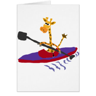 Cartão Girafa engraçado que Kayaking