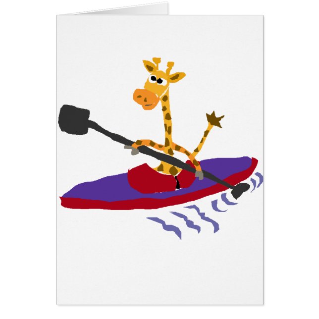 Cartão Girafa engraçado que Kayaking (Frente)