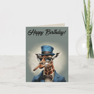 Cartão Girafa personalizada de cartola Feliz aniversário