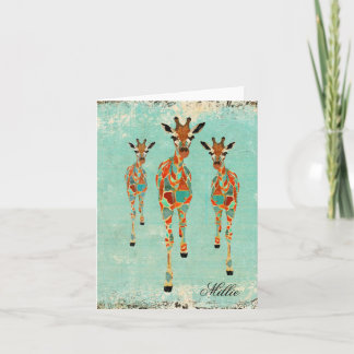 Cartão Girafas Azure & ambarinos Notecard conhecido