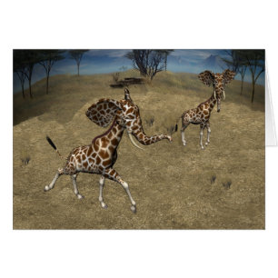 Cartão Girafas de elefante girafa