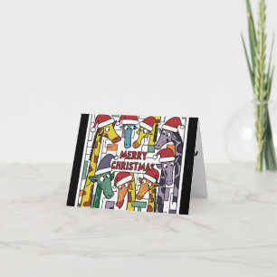 Cartão Girafas engraçadas na Abstrato de Natal do Santa H