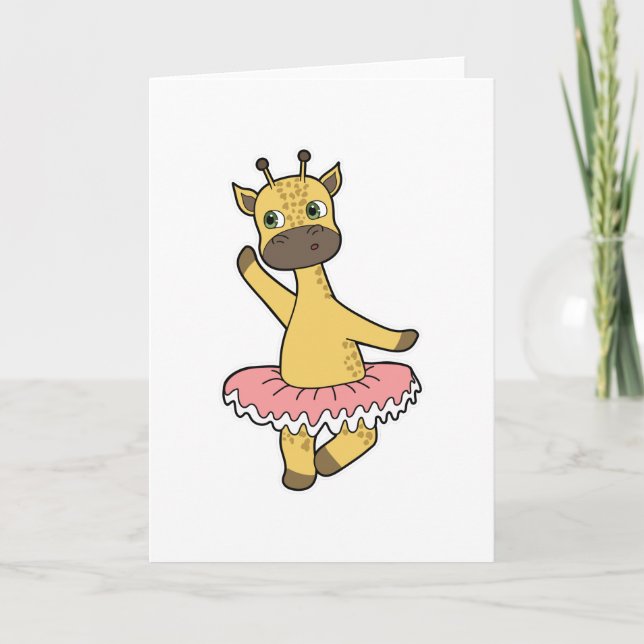 Cartão Giraffe as Ballerina at Ballet with Skirt (Frente)