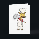 Cartão Giraffe as Chef with Cooking apron & Platter<br><div class="desc">This design is the perfect gift for a birthday,  Christmas and other celebrations. It is suitable for women,  men and kids.</div>