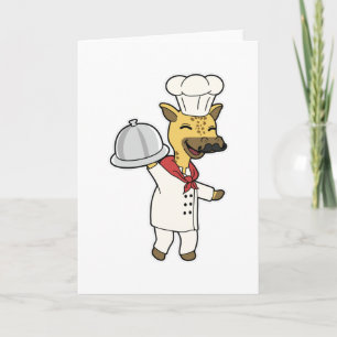 Cartão Giraffe as Chef with Cooking apron & Platter