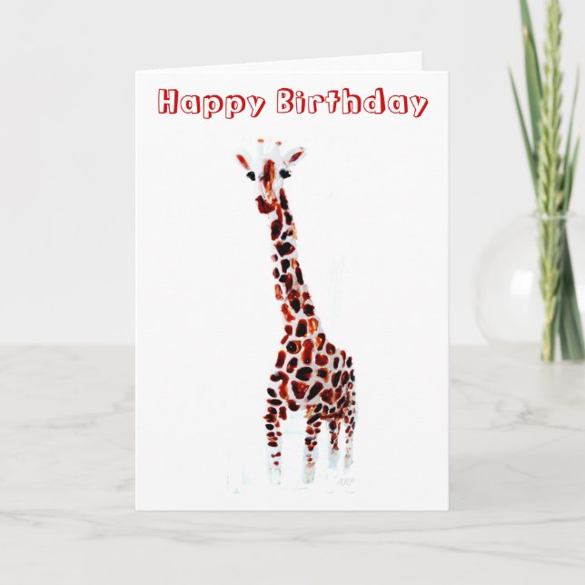 Cartão Giraffe Birthday Willife Art (Frente)