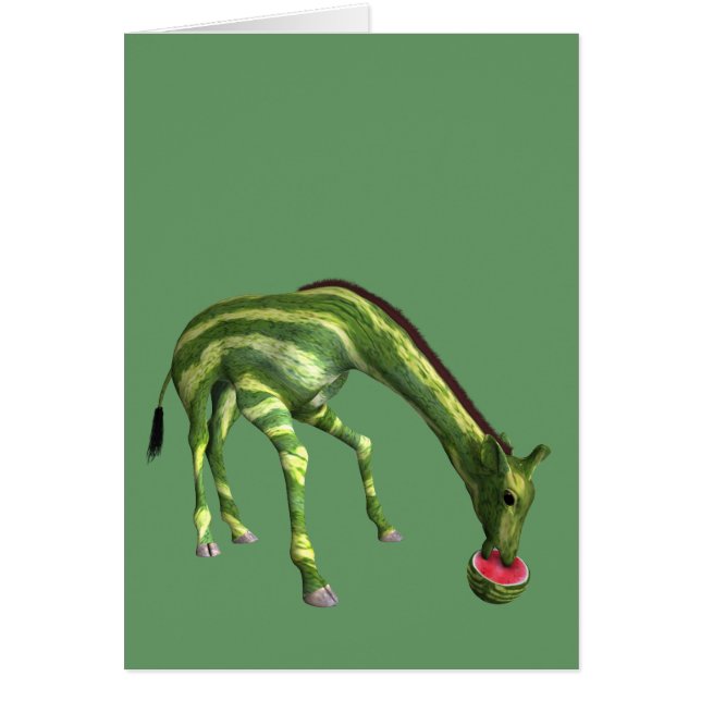 Cartão Giraffe comendo melancia (Frente)