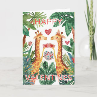 Cartão Giraffe Happy Valentines