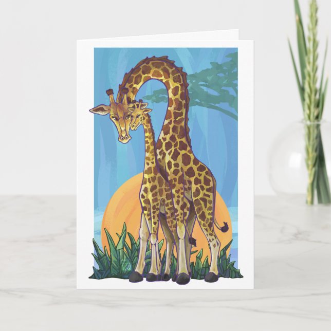 Cartão Giraffe Mama e Baby Happy Dia de as mães Card (Frente)