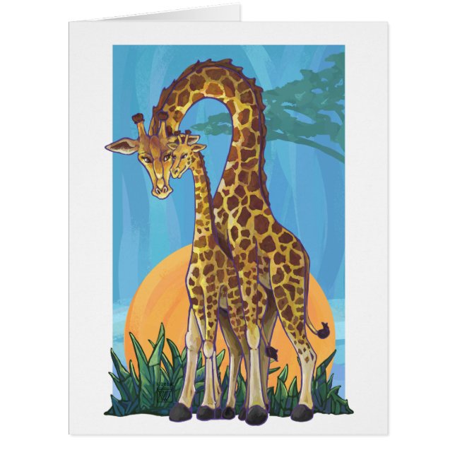Cartão Giraffe Mama e Bebê (Frente)