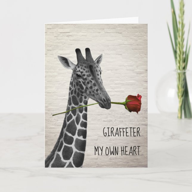 Cartão Giraffe ter My Own Heart Giraffe Rose Valentine (Frente)