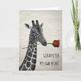Cartão Giraffe ter My Own Heart Giraffe Rose Valentine
