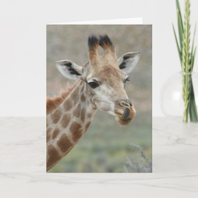Cartão Giraffe Tongue Greeting Card (Frente)