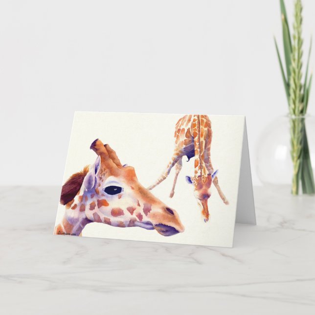Cartão Giraffe Watercolor Greeting and Note Card (Frente)