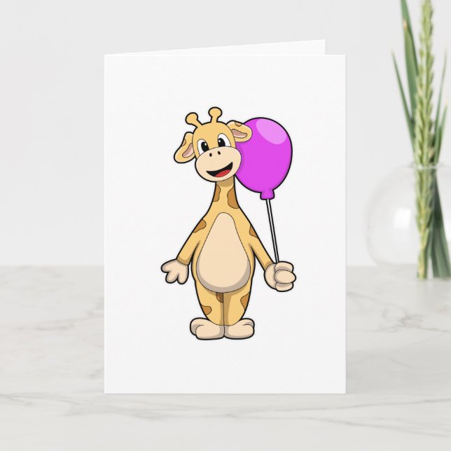 Cartão Giraffe with Balloon (Frente)
