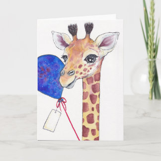 Cartão Giraffe with Balloon & Tag Celebratory Card
