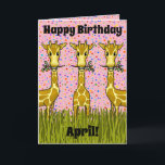 Cartão Giraffes Birthday Card<br><div class="desc">Cute giraffes make up this fun birthday card. Customizable so you can add your own text and change the background color.</div>