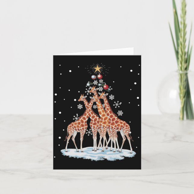 Cartão Giraffes Xmas Tree Giraffe Christmas Tree Merry Ch (Frente)