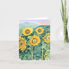 Cartão Girassóis aquarela personalizáveis