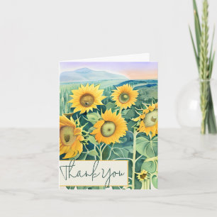 Cartão Girassóis aquarela personalizáveis