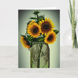 Cartão Girassóis bonito em Vases Art | Aniversário da tia