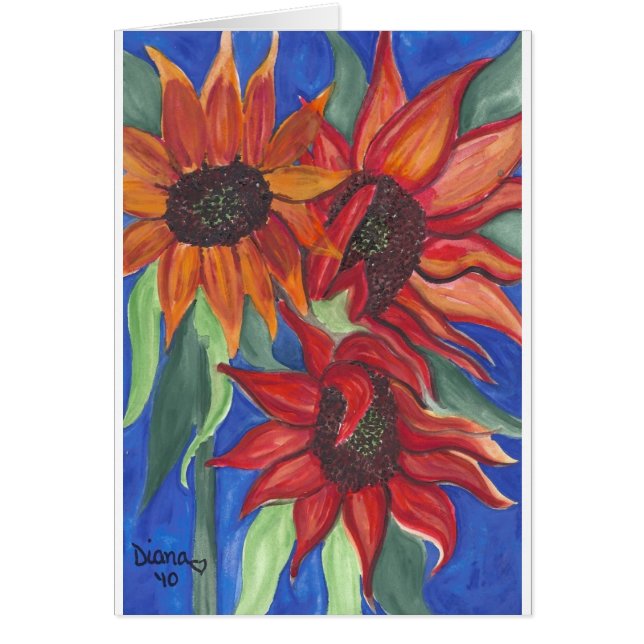 Cartão Girassóis da aguarela (Frente)