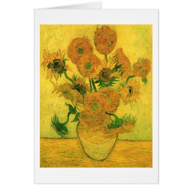 Cartão Girassóis em um vaso (F457) Van Gogh Fine Art (Frente)