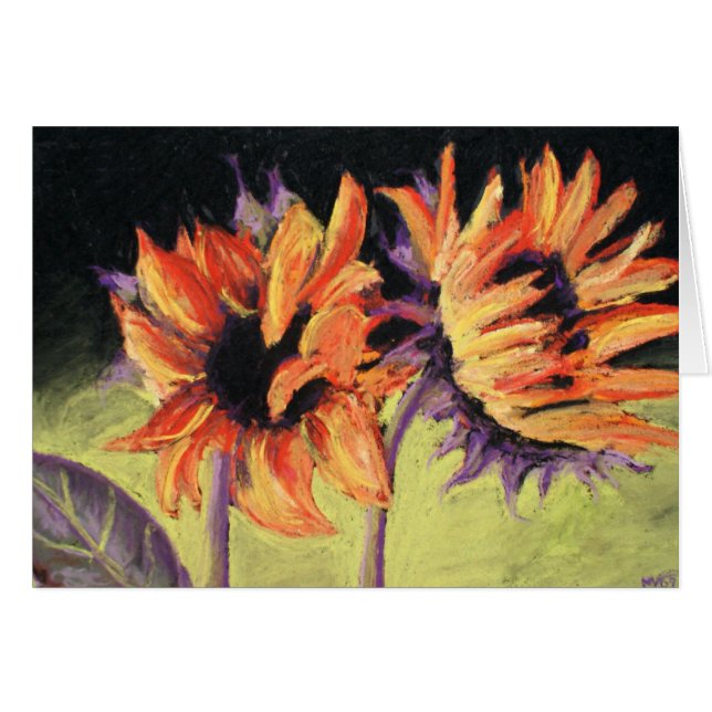 Cartão Girassóis vermelhos (EU) (Frente Horizontal)