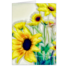 Cartão Girassol do verão e buquê de Strawflower