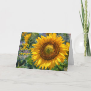 Cartão Girassol Ensolarado Flor Amarela Aniversário