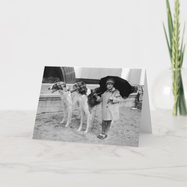 Cartão Girl And Borzoi Card (Frente)