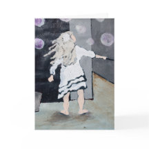 Girl Blowing Bubbles Painting and Poem Card
