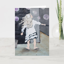 Cartão Girl Blowing Bubbles Painting and Poem Card