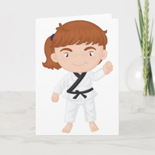 Cartão Girl Doing Karate Greeting Cards