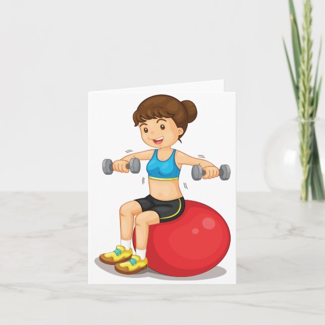 Cartão Girl Exercising With Weights Note Cards (Frente)