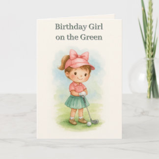 Cartão Girl Golfer Birthday Youth Folded Greeting Card