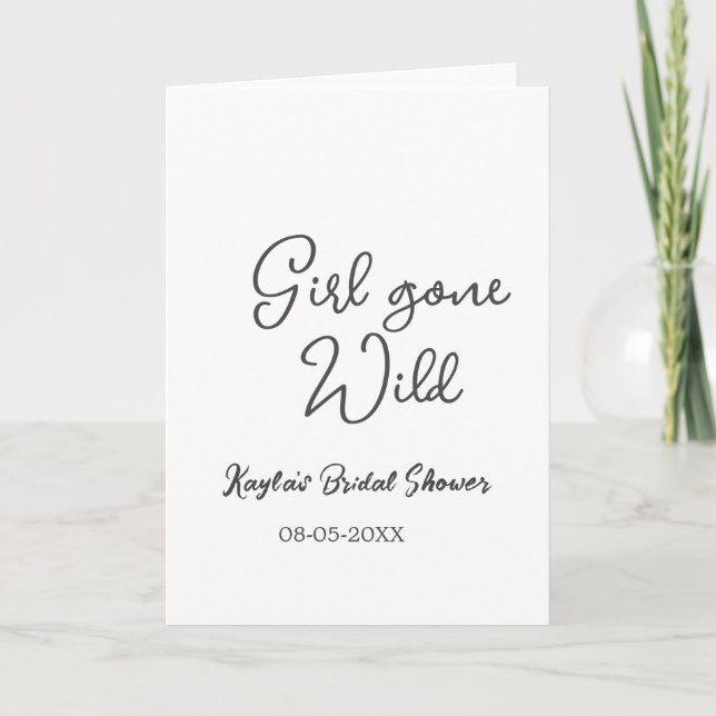 Cartão Girl gone wild bridal shower name date simple mini (Frente)