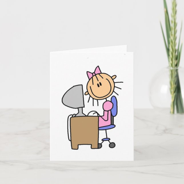 Cartão Girl on Computer Card (Frente)