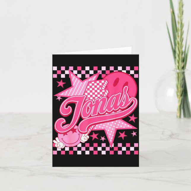 Cartão Girl Retro Jonas Groovy Flower First Name D 80's  (Frente)