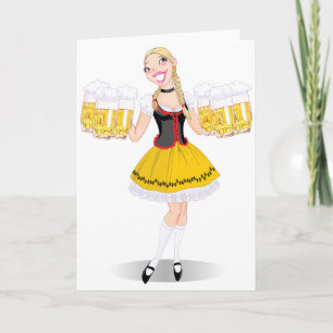 Cartão Girl Serving Beer Greeting Cards