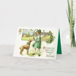 Cartão Girl Shamrock Four Leaf Clover Dog Hoop