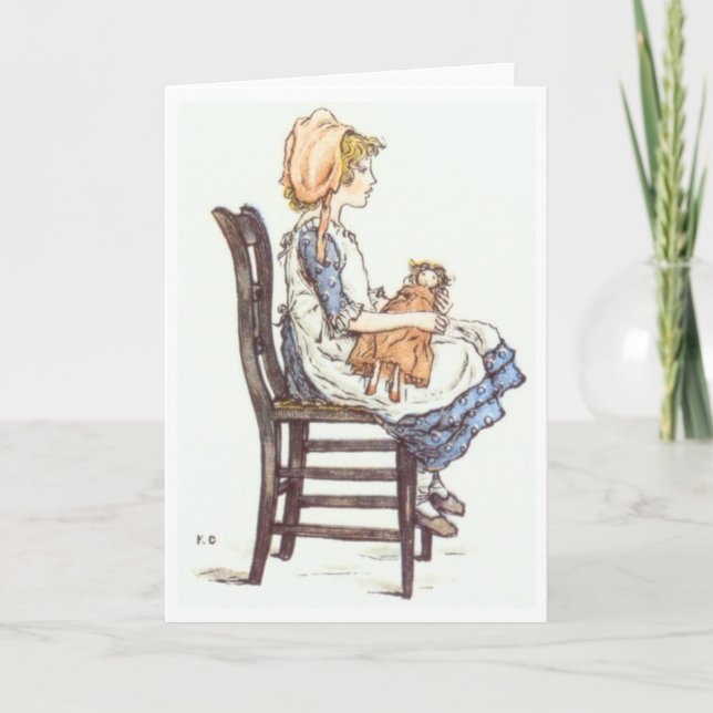 Cartão Girl Sitting with Doll, Greeting Card (Frente)