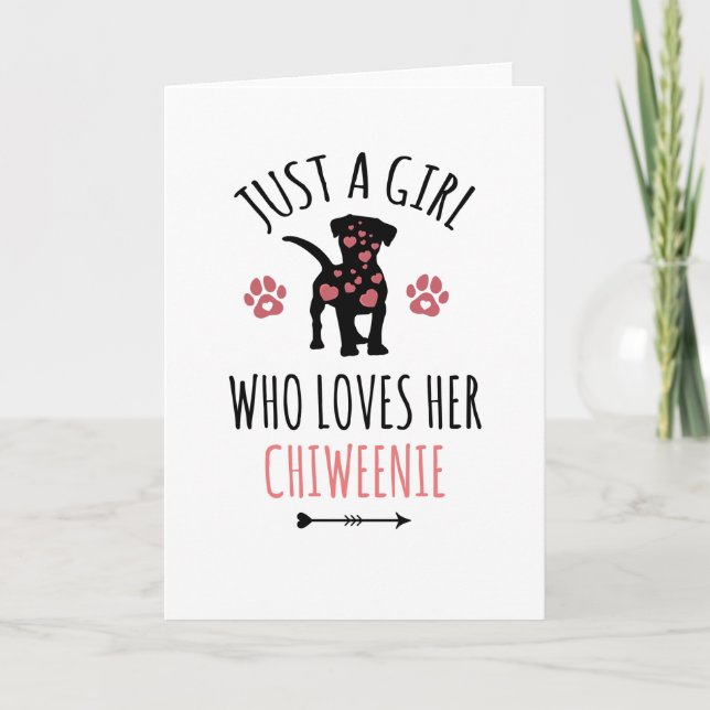 Cartão Girl Who Loves Chiweenie Dog Owner Gifts (Frente)