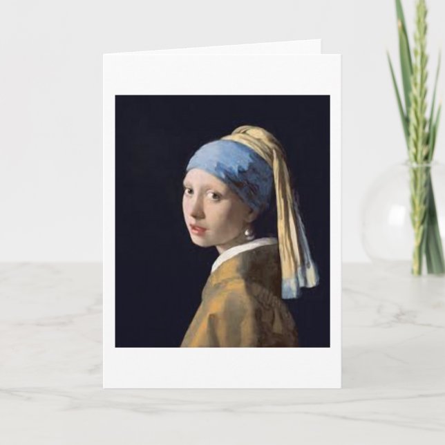 Cartão Girl with a pearl earring - Johannes Vermeer (Frente)